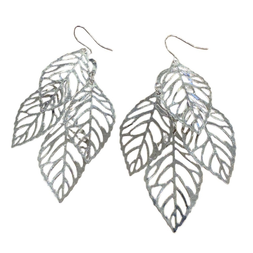 Silver Leaf Drop Earrings Lightweight